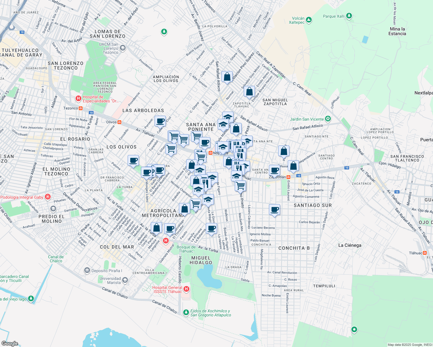 map of restaurants, bars, coffee shops, grocery stores, and more near Bodas de Figaro in Ciudad de México