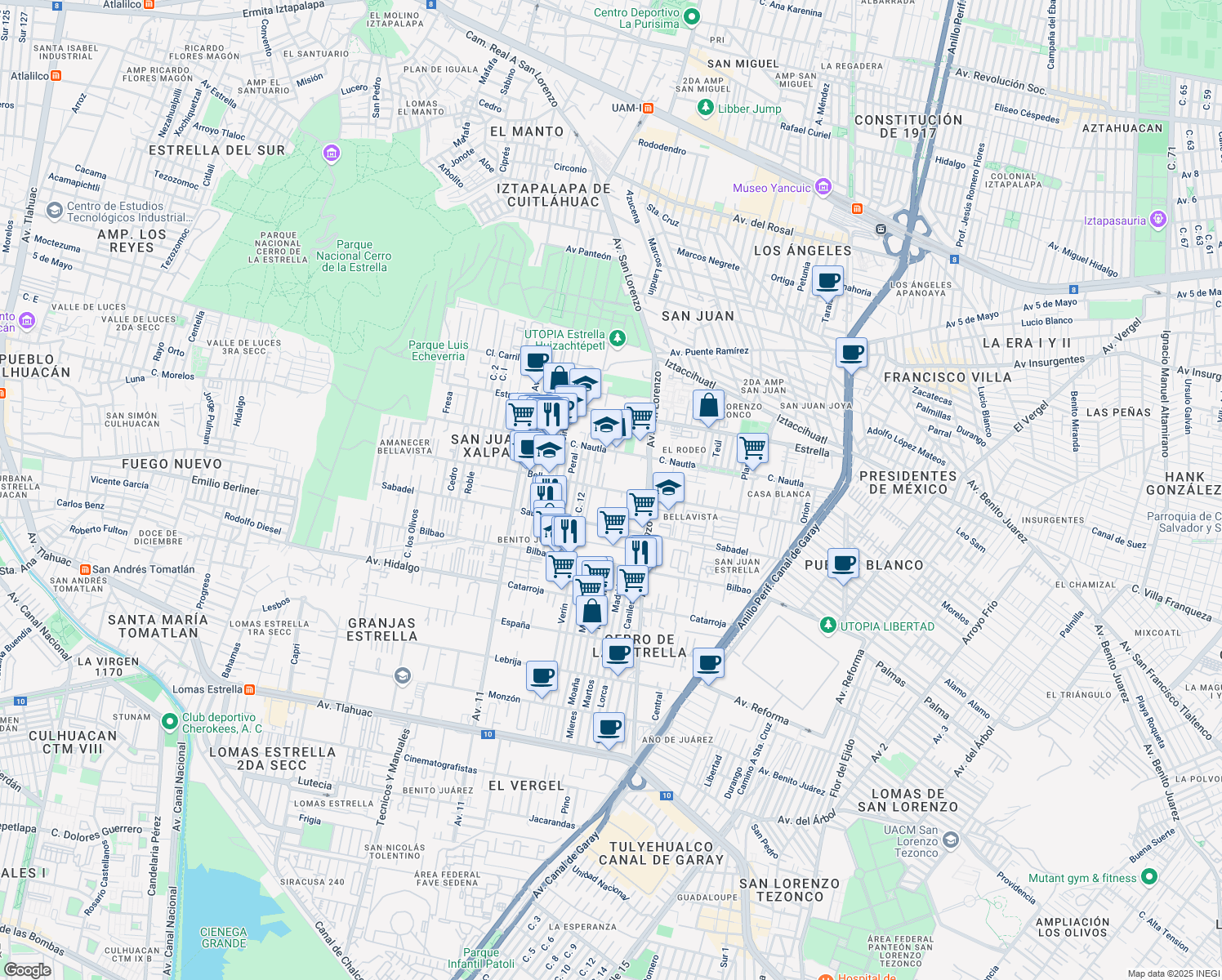 map of restaurants, bars, coffee shops, grocery stores, and more near 520 Bellavista in Ciudad de México