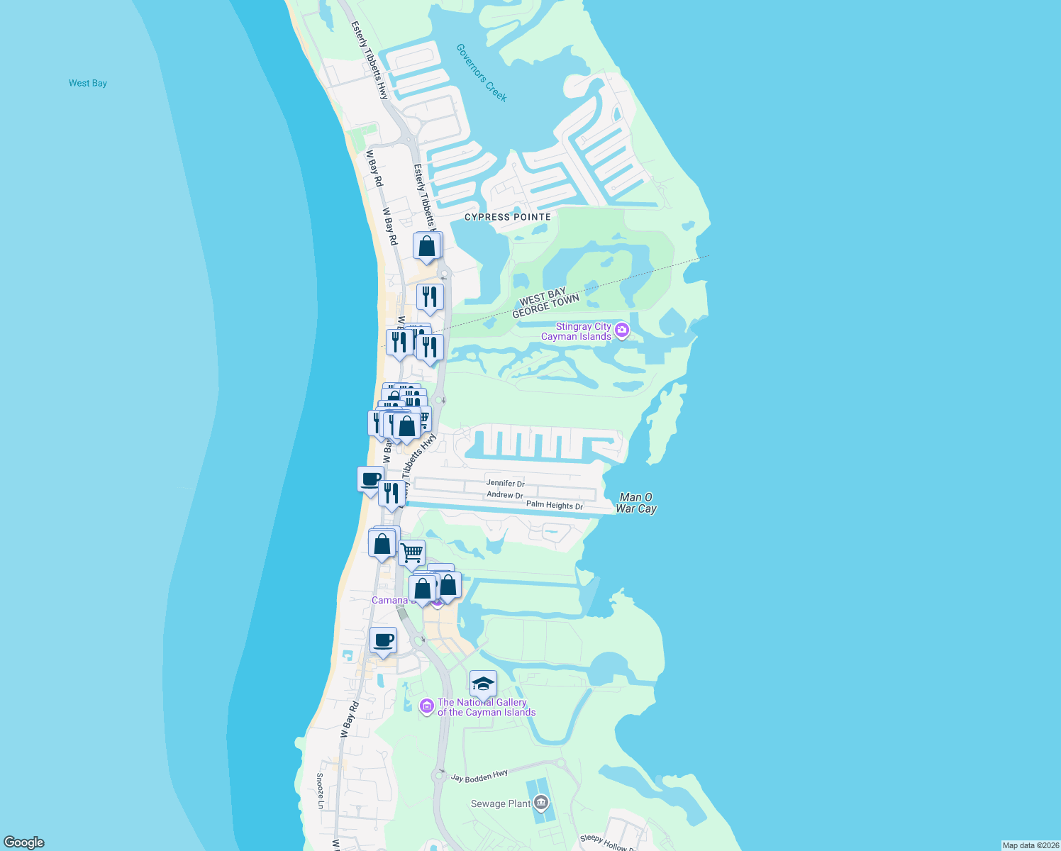 map of restaurants, bars, coffee shops, grocery stores, and more near in 