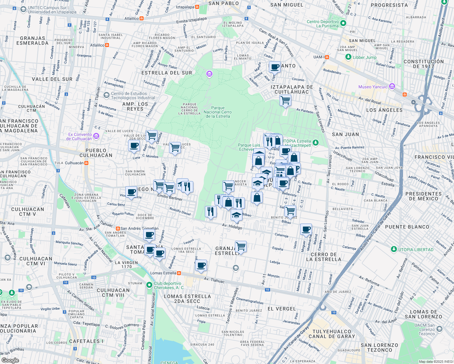 map of restaurants, bars, coffee shops, grocery stores, and more near 520 Bellavista in Ciudad de México