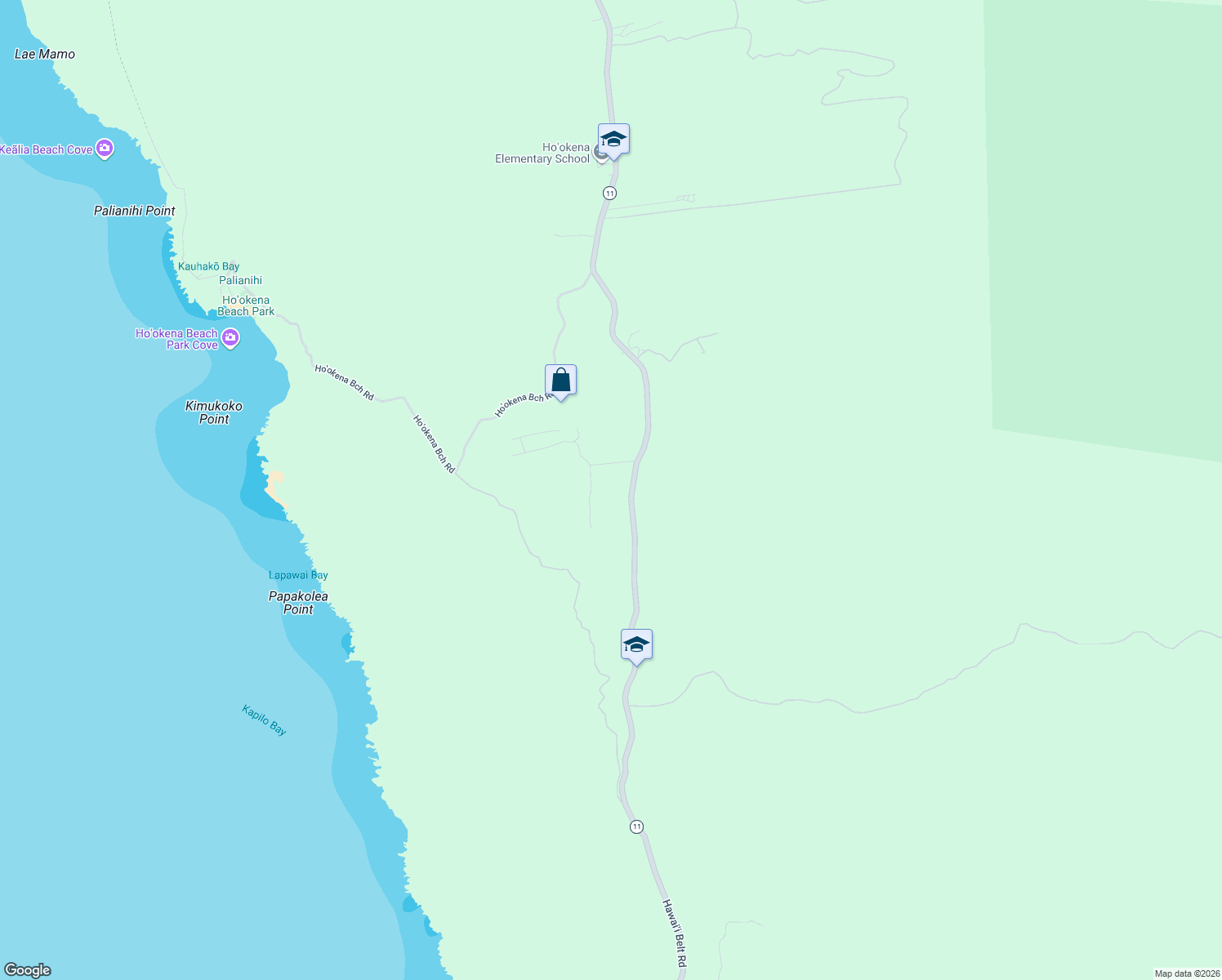 map of restaurants, bars, coffee shops, grocery stores, and more near 86-4065 Mamalahoa Highway in Captain Cook