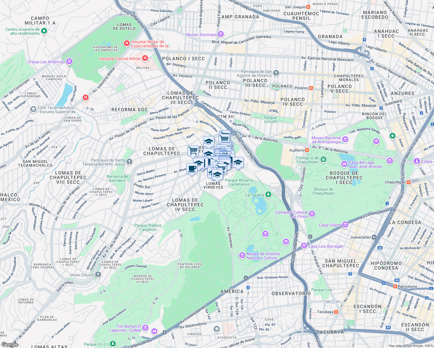 map of restaurants, bars, coffee shops, grocery stores, and more near 106 Calle Felix Berenguer in Ciudad de México