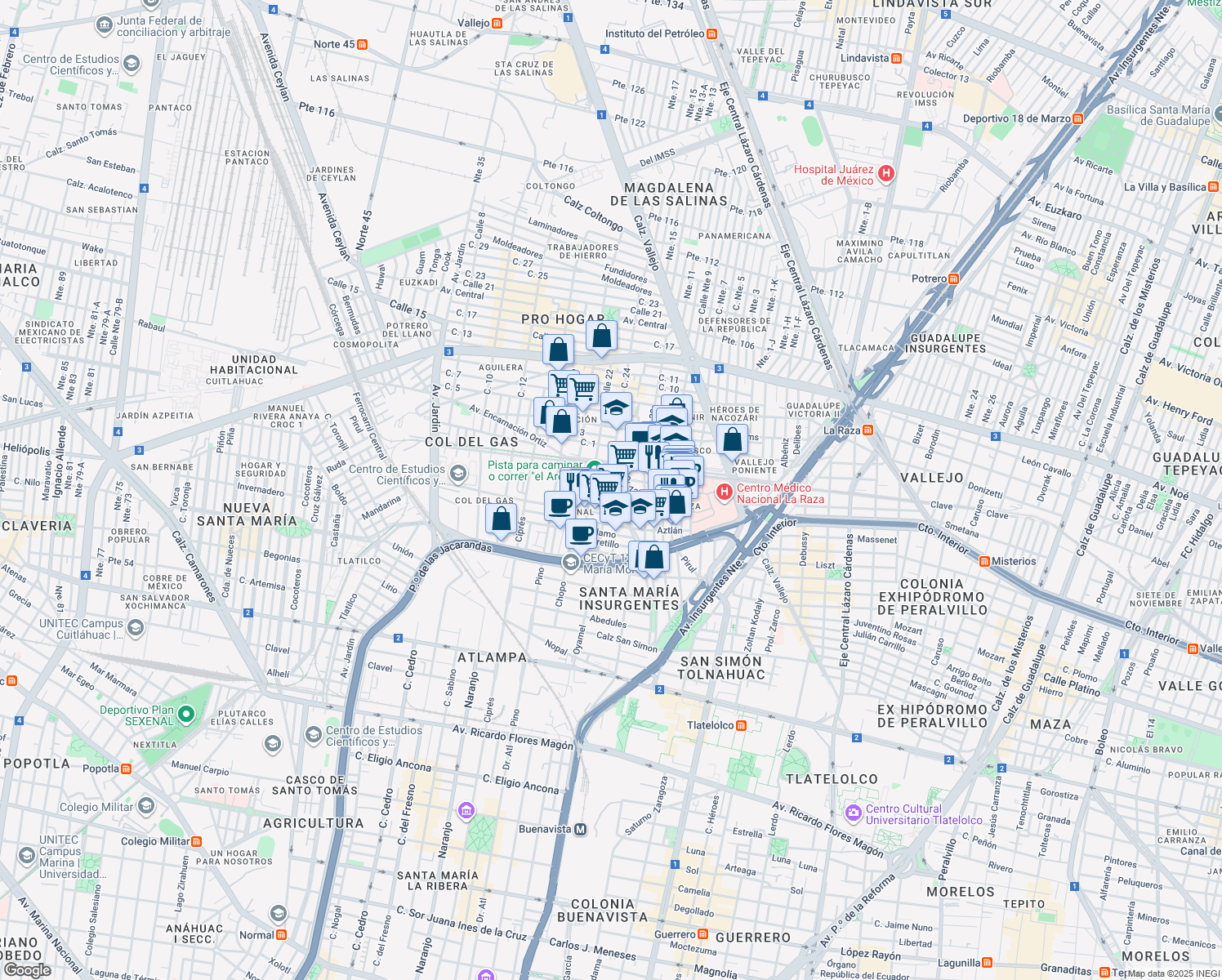 map of restaurants, bars, coffee shops, grocery stores, and more near 589 Olivo in Ciudad de México