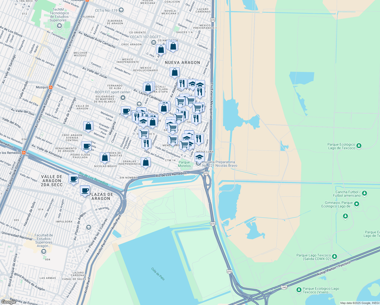 map of restaurants, bars, coffee shops, grocery stores, and more near 5 in Ecatepec