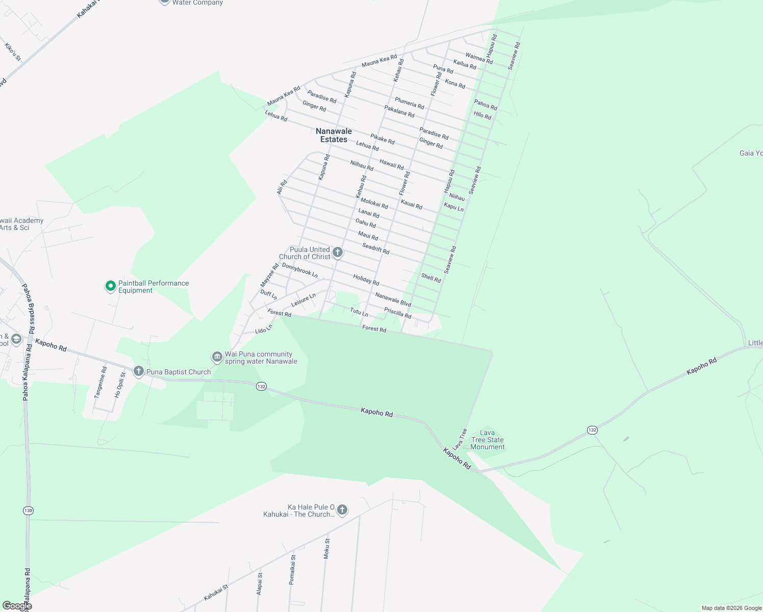 map of restaurants, bars, coffee shops, grocery stores, and more near 14-922 Priscilla Road in Pāhoa