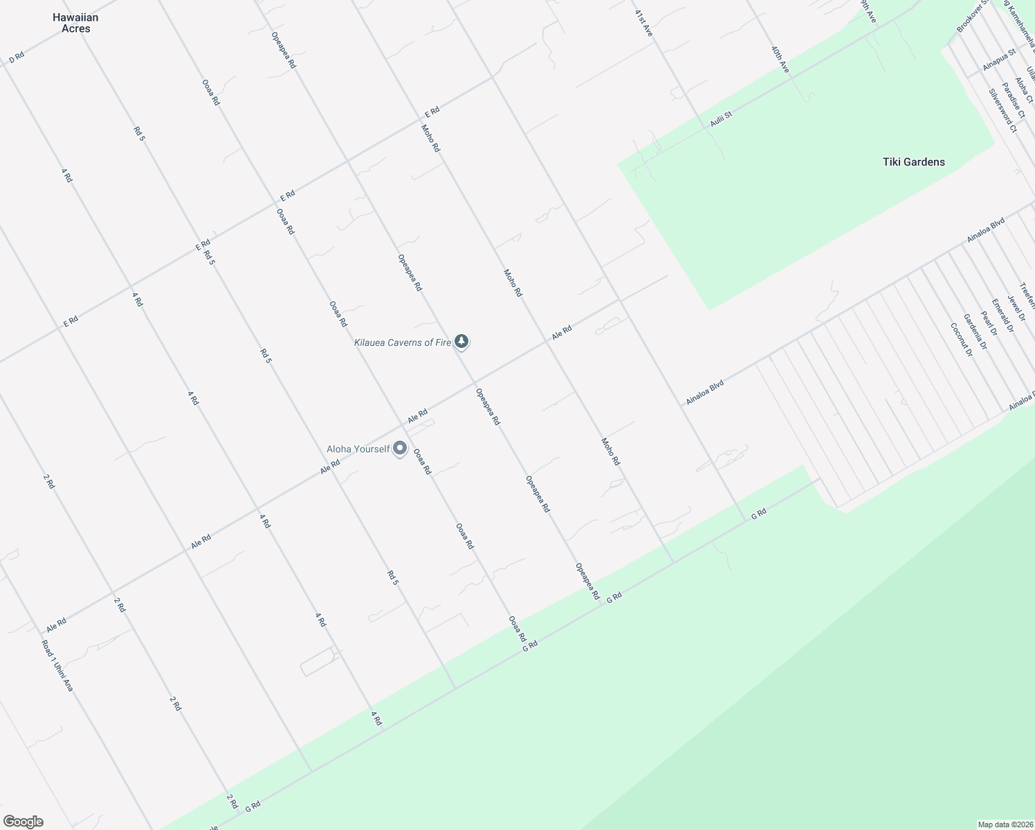 map of restaurants, bars, coffee shops, grocery stores, and more near 16-2025 Opeapea Road in Pāhoa