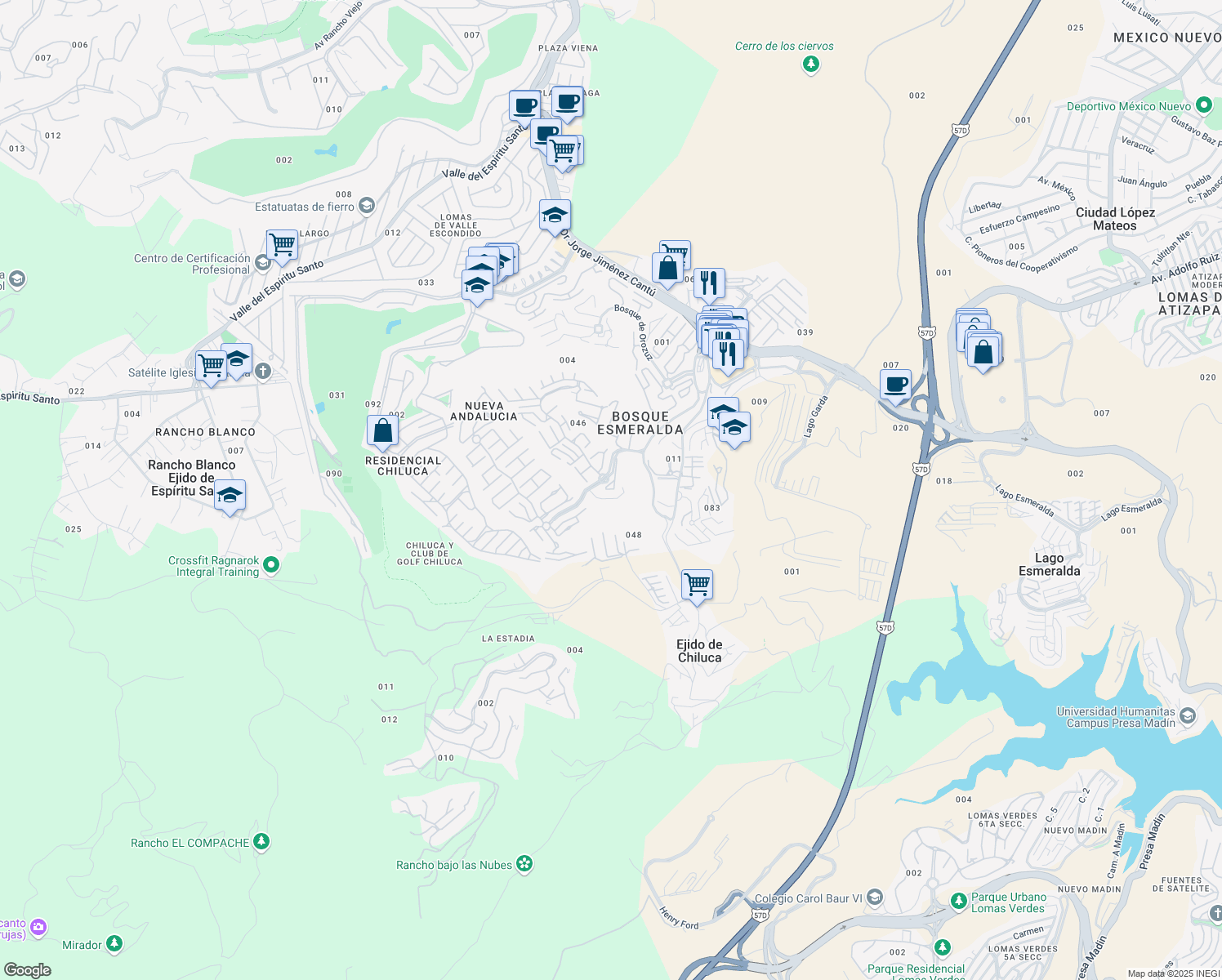 map of restaurants, bars, coffee shops, grocery stores, and more near in Ciudad López Mateos