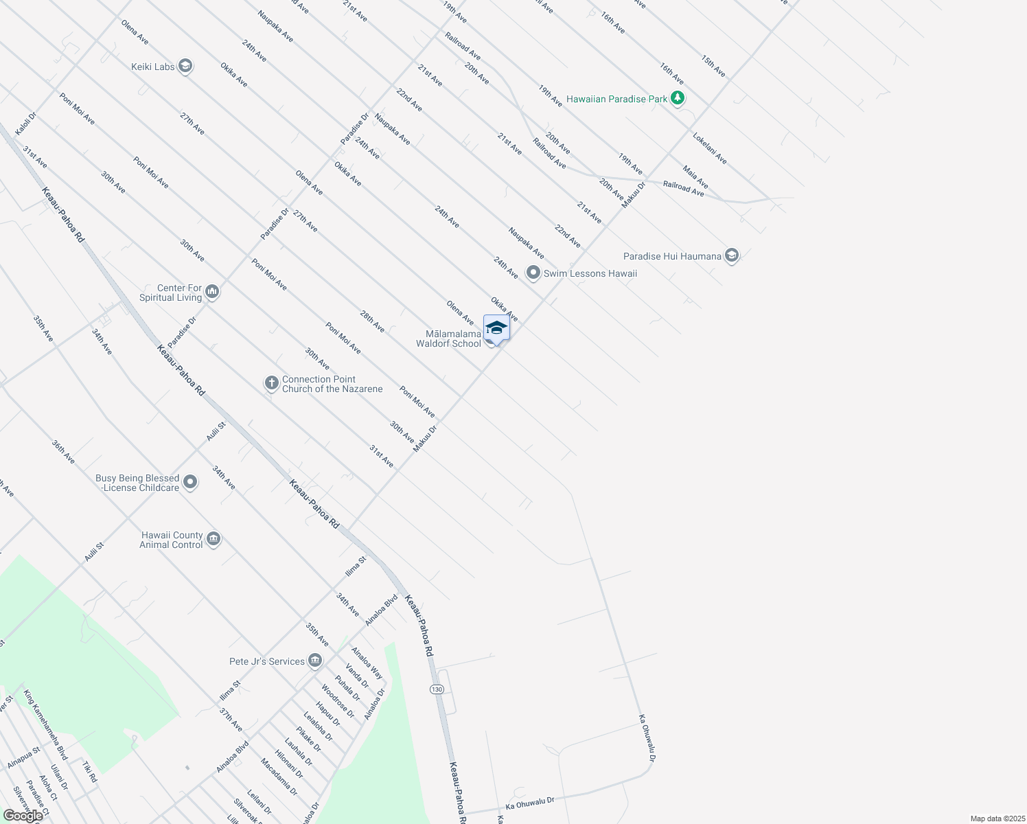 map of restaurants, bars, coffee shops, grocery stores, and more near 15-2012 27th Avenue in Keaau