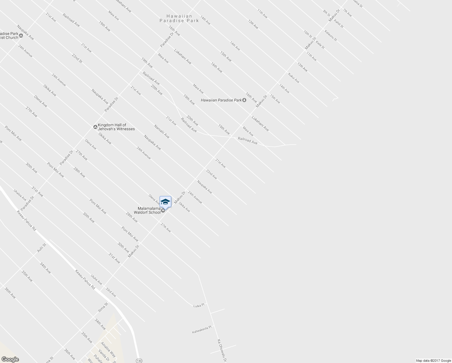 map of restaurants, bars, coffee shops, grocery stores, and more near 15-2015 22nd Avenue in Keaau
