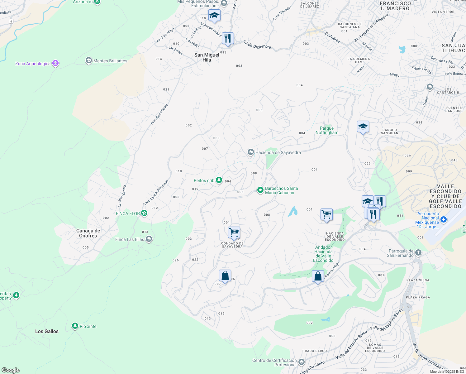 map of restaurants, bars, coffee shops, grocery stores, and more near 127 Circuito de Tamesis in Ciudad López Mateos
