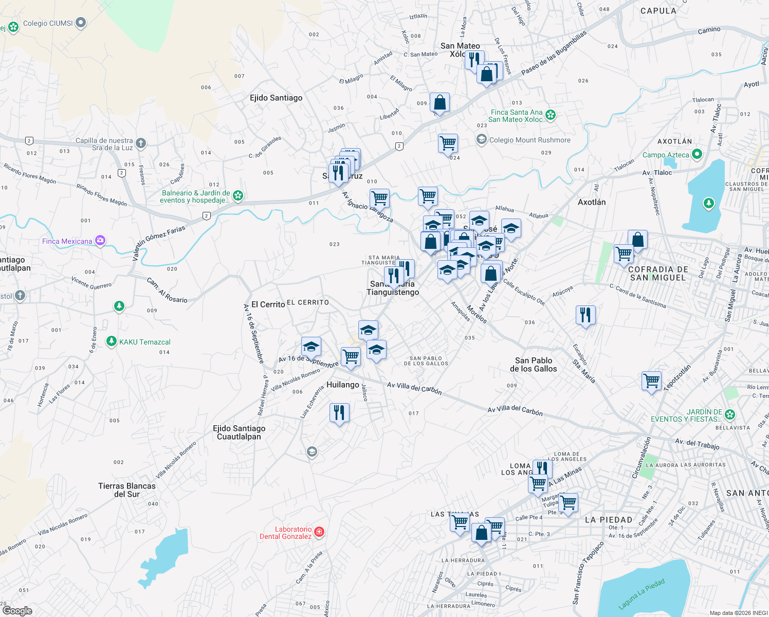 map of restaurants, bars, coffee shops, grocery stores, and more near 16 de Septiembre in Cuautitlán Izcalli