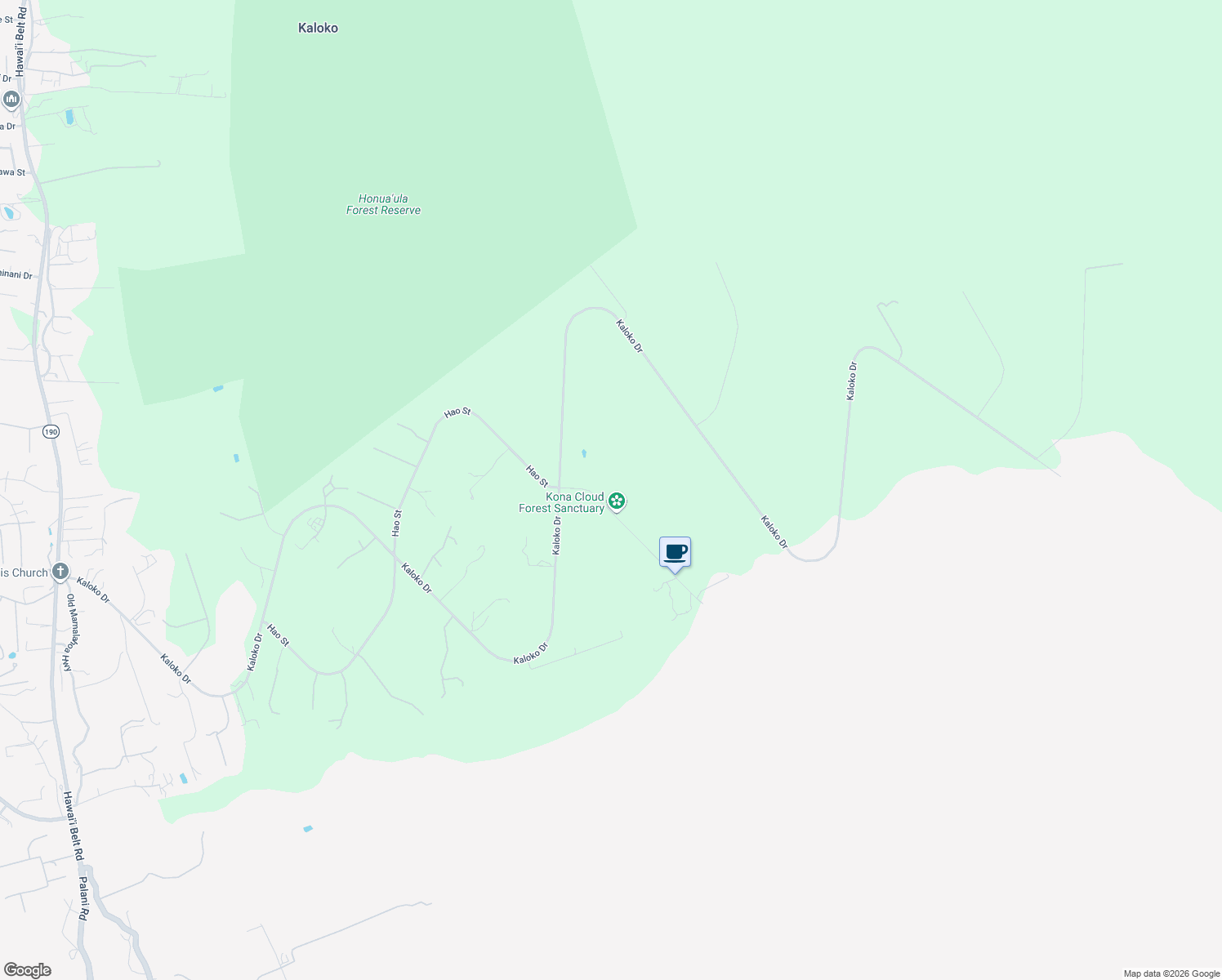 map of restaurants, bars, coffee shops, grocery stores, and more near 73-1865 Hao Street in Kailua-Kona