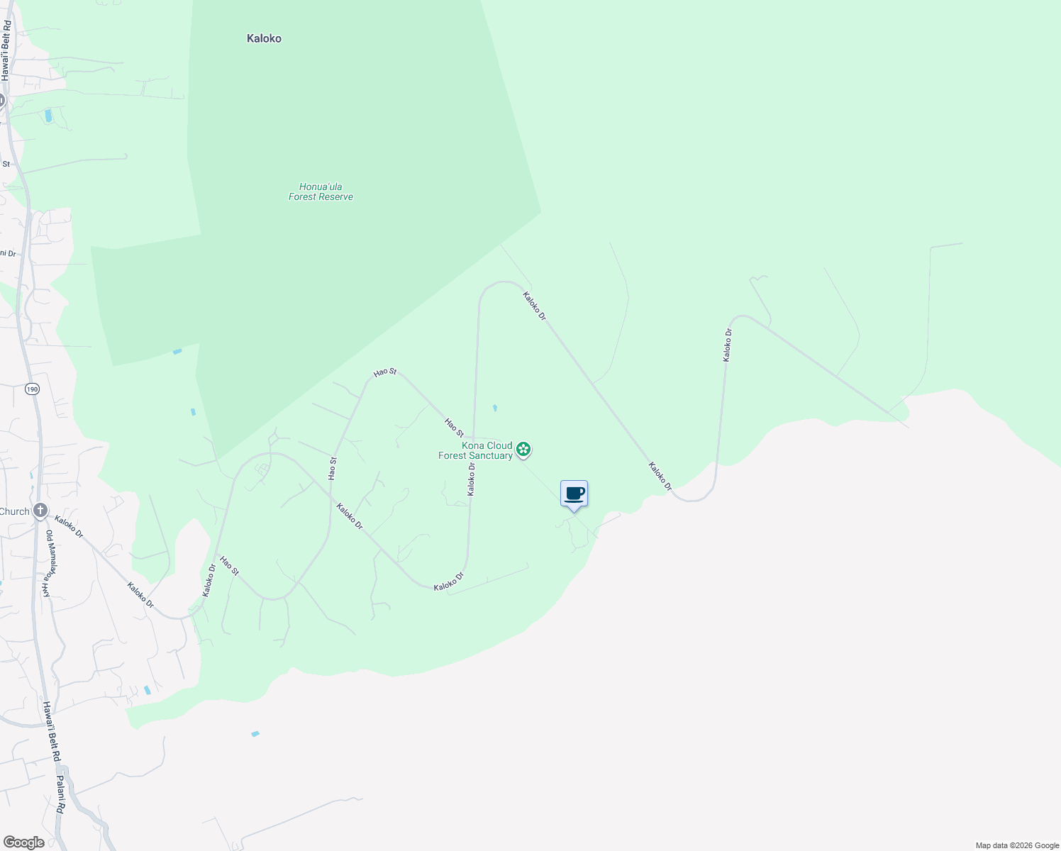 map of restaurants, bars, coffee shops, grocery stores, and more near 73-1865 Hao Street in Kailua-Kona