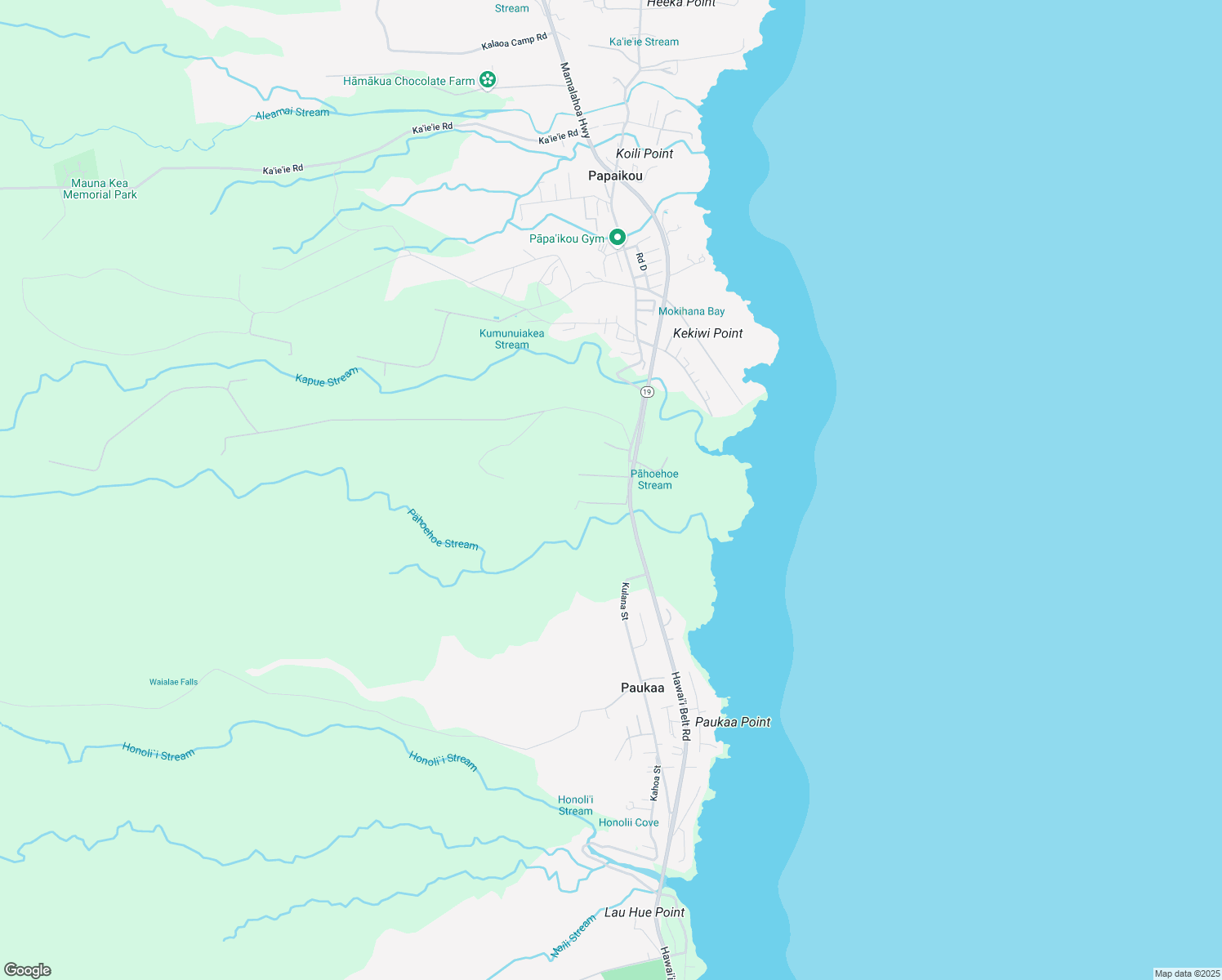 map of restaurants, bars, coffee shops, grocery stores, and more near 271951 B Hawaiʻi Belt Road in Hilo