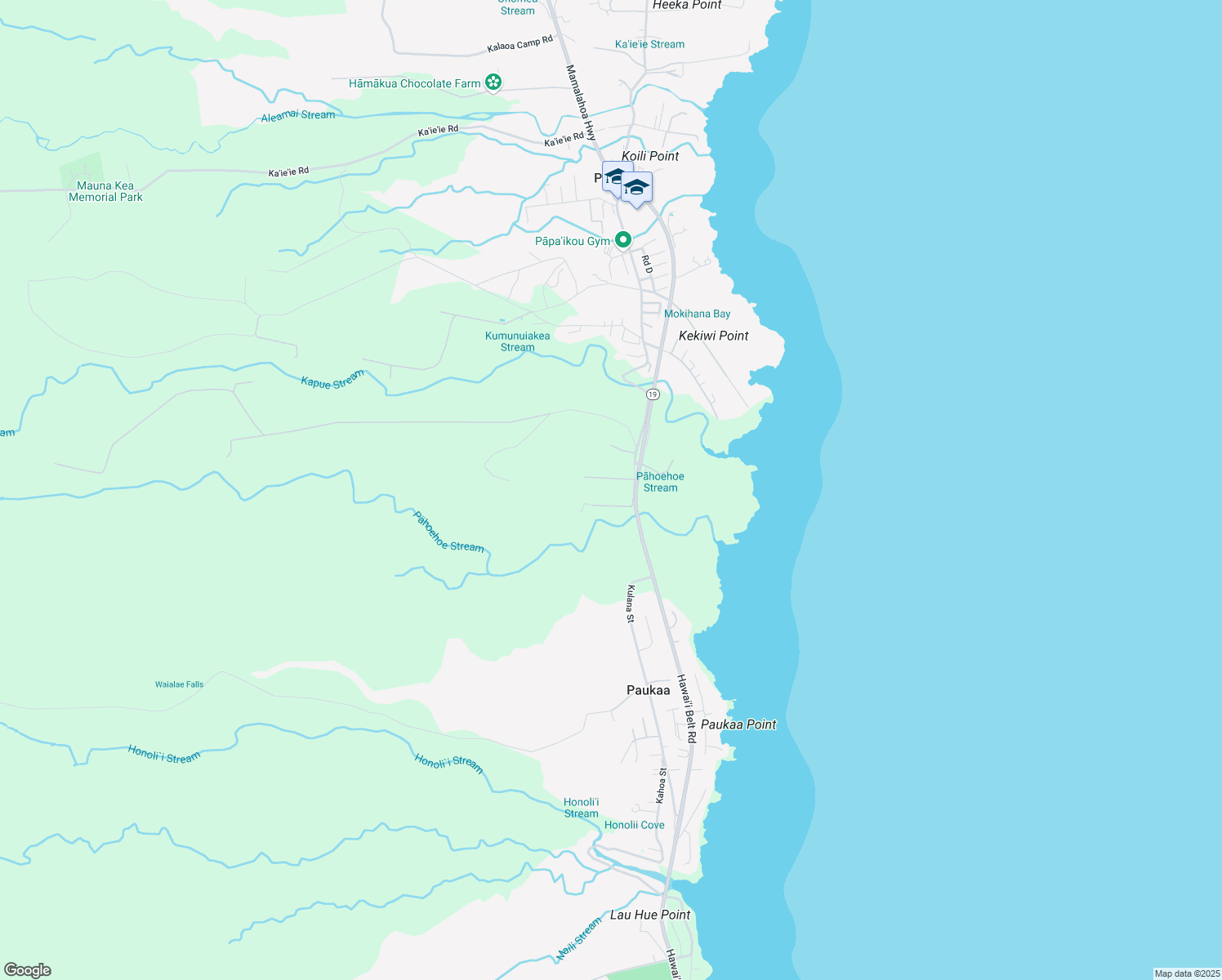 map of restaurants, bars, coffee shops, grocery stores, and more near 271951 B Hawaiʻi Belt Road in Hilo
