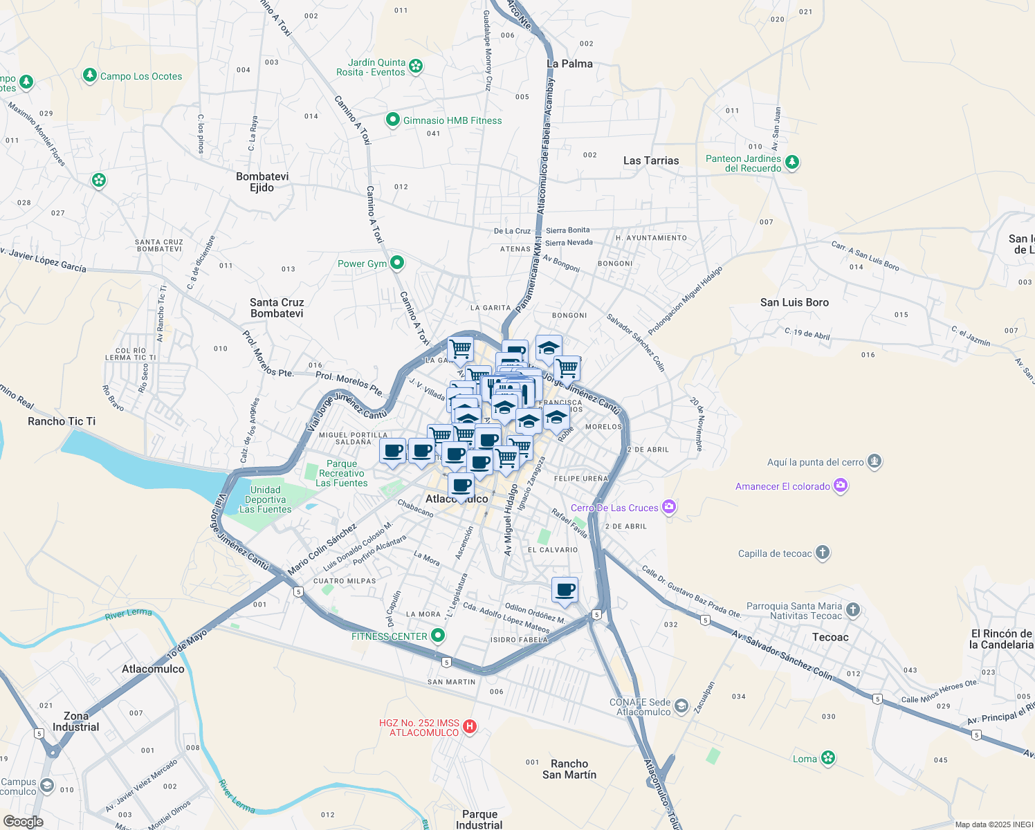 map of restaurants, bars, coffee shops, grocery stores, and more near 306 Calle Licenciado Isidro Fabela Alfaro in Atlacomulco