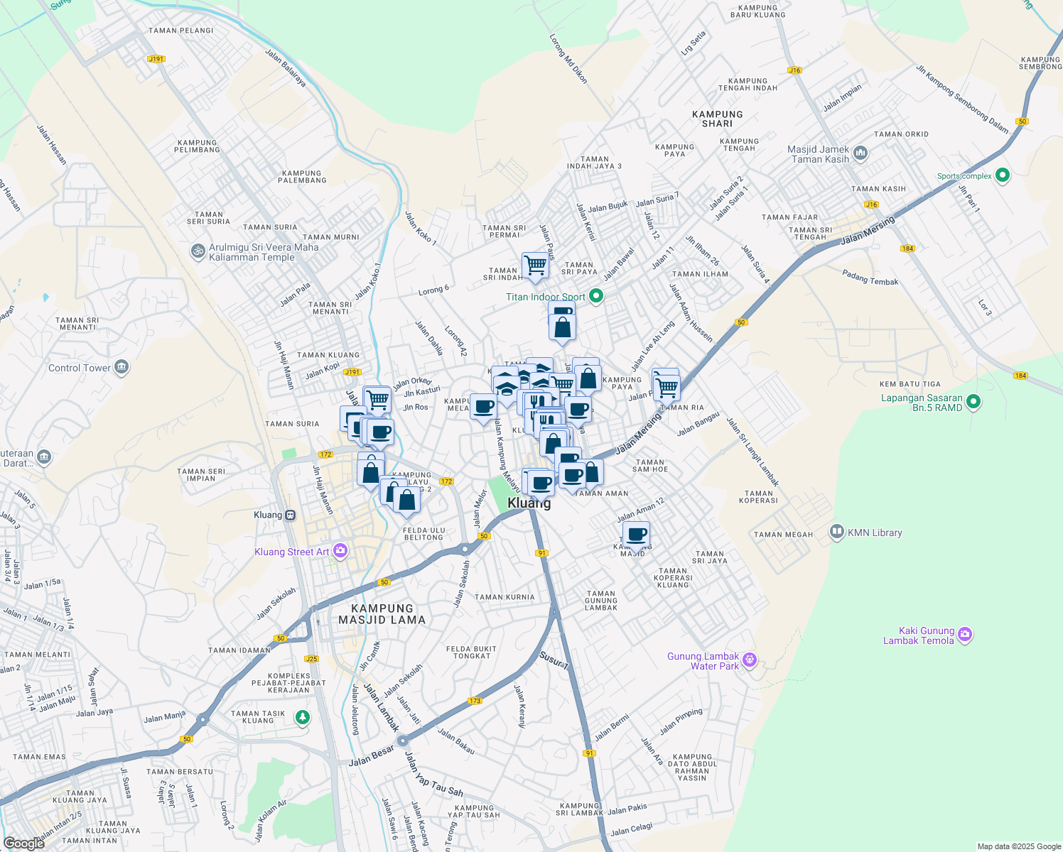 map of restaurants, bars, coffee shops, grocery stores, and more near 3 Jalan Dato Sulaiman Mohd Noor in Kluang