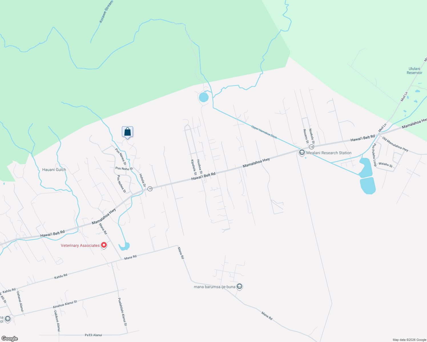 map of restaurants, bars, coffee shops, grocery stores, and more near 64-5221 White Road in Waimea