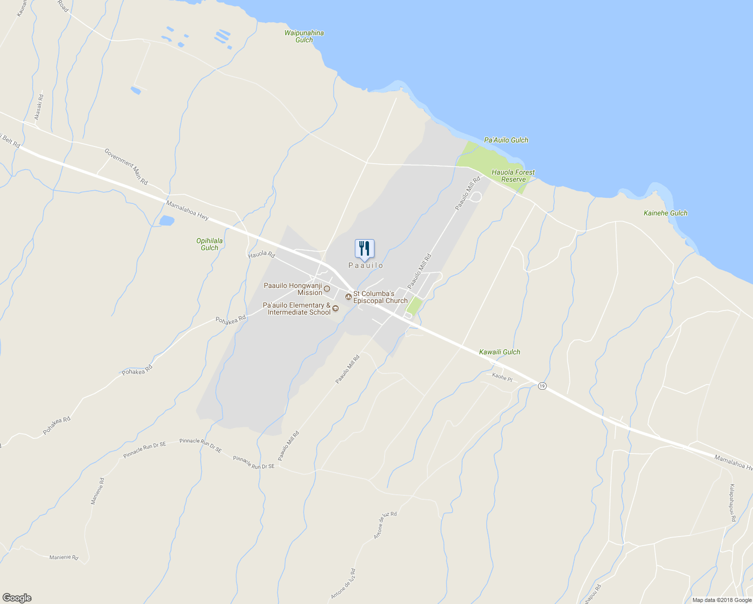 map of restaurants, bars, coffee shops, grocery stores, and more near 43-1374 Hawaiʻi Belt Road in Waimea