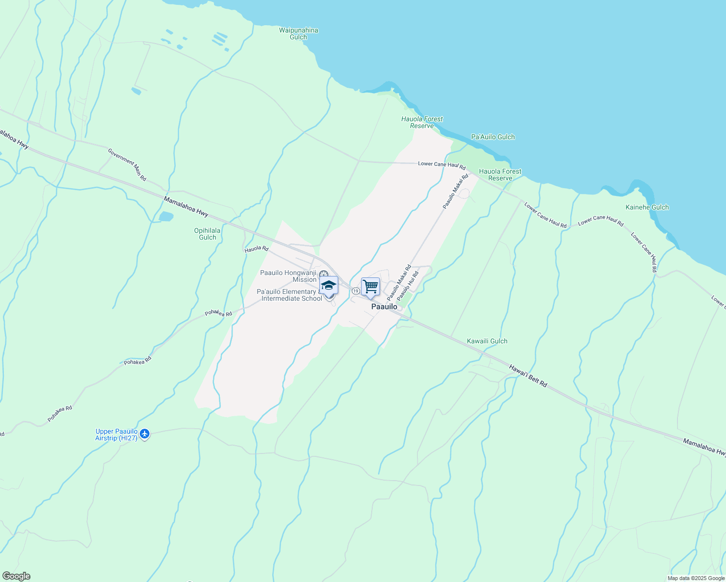 map of restaurants, bars, coffee shops, grocery stores, and more near 43-1374 Hawaiʻi Belt Road in Waimea