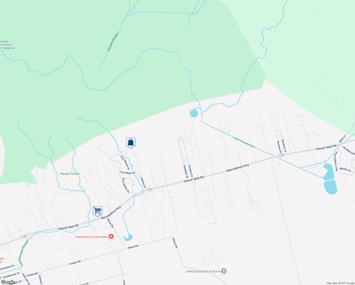 map of restaurants, bars, coffee shops, grocery stores, and more near 64-5295 Kipahele Street in Waimea