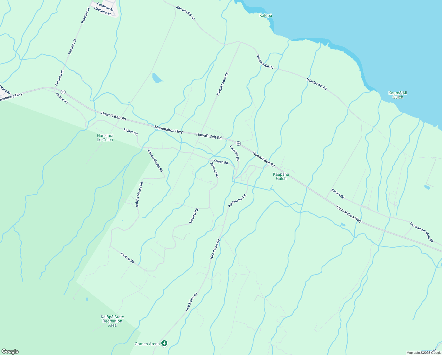 map of restaurants, bars, coffee shops, grocery stores, and more near 44-2383 Kalaniai Road in Honokaa