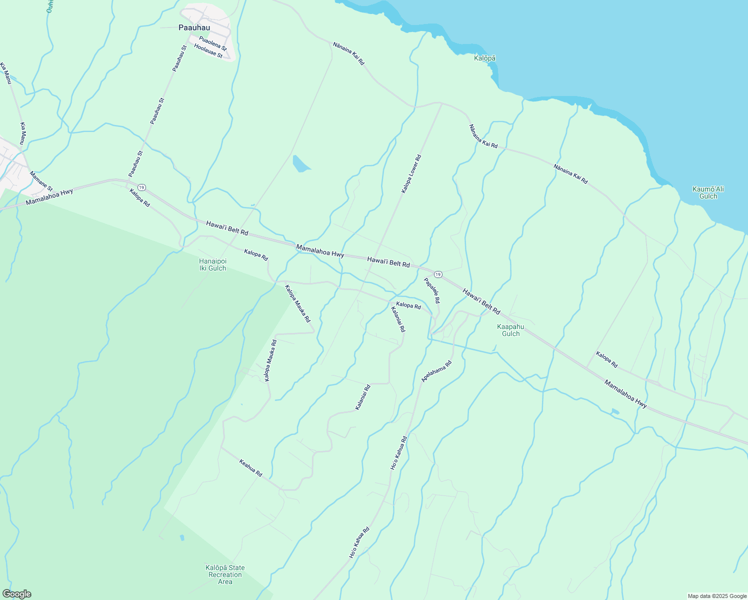 map of restaurants, bars, coffee shops, grocery stores, and more near 44-2533 Kalopa Road in Honokaa