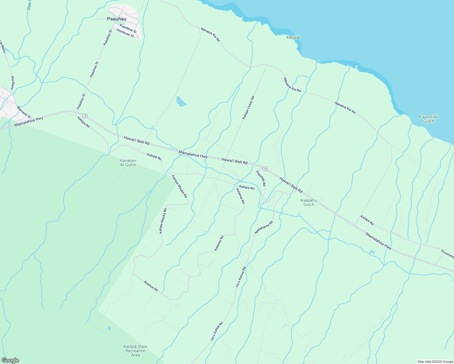 map of restaurants, bars, coffee shops, grocery stores, and more near 44-2533 Kalopa Road in Honokaa