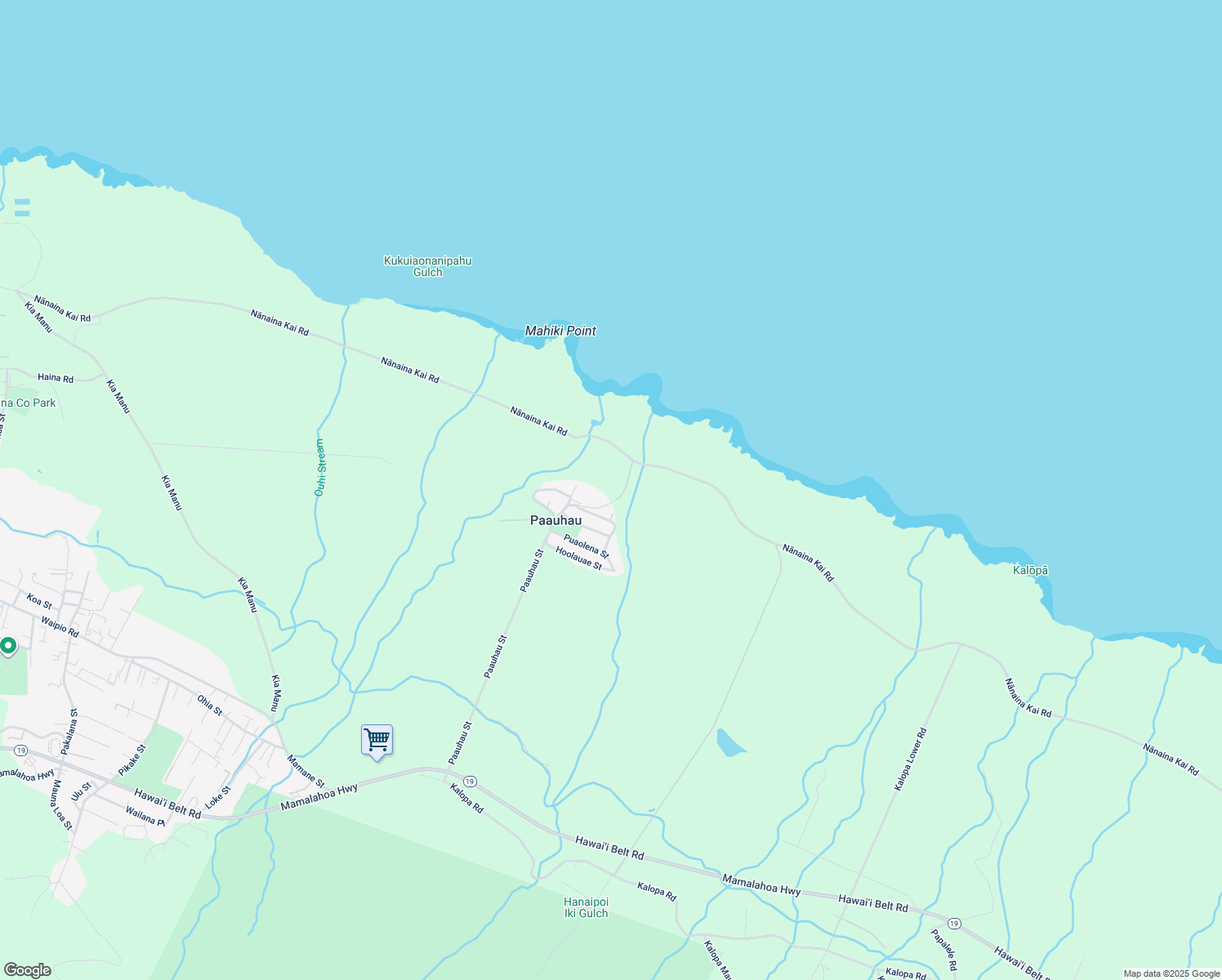 map of restaurants, bars, coffee shops, grocery stores, and more near 44-175 Paauhau Street in Honokaa