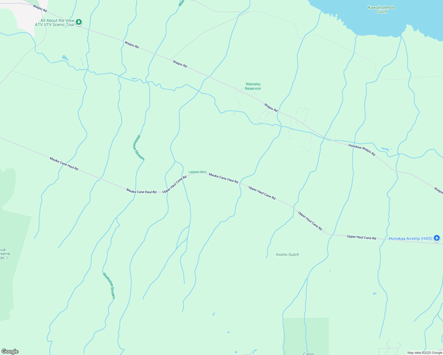 map of restaurants, bars, coffee shops, grocery stores, and more near Mauka Cane Haul Road in Hawaii County
