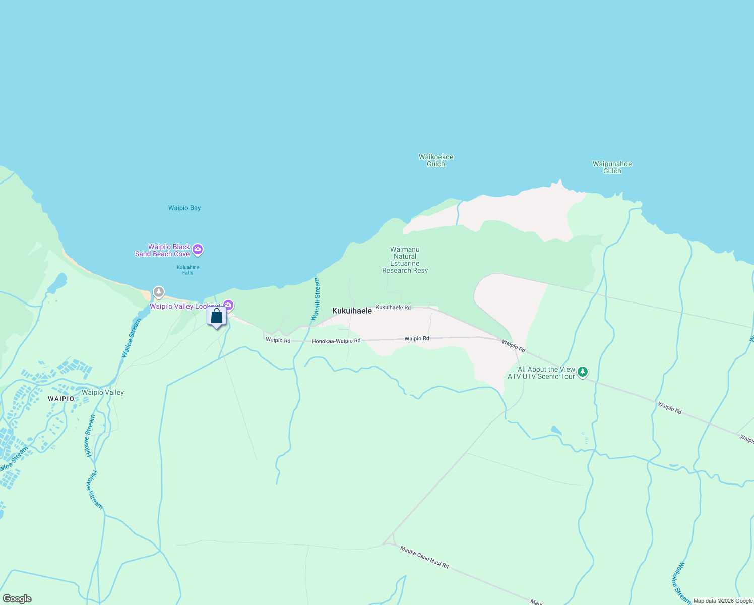 map of restaurants, bars, coffee shops, grocery stores, and more near 48-5358 Kukuihaele Road in Honokaa