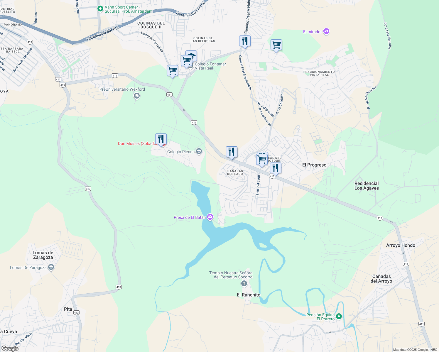 map of restaurants, bars, coffee shops, grocery stores, and more near in 