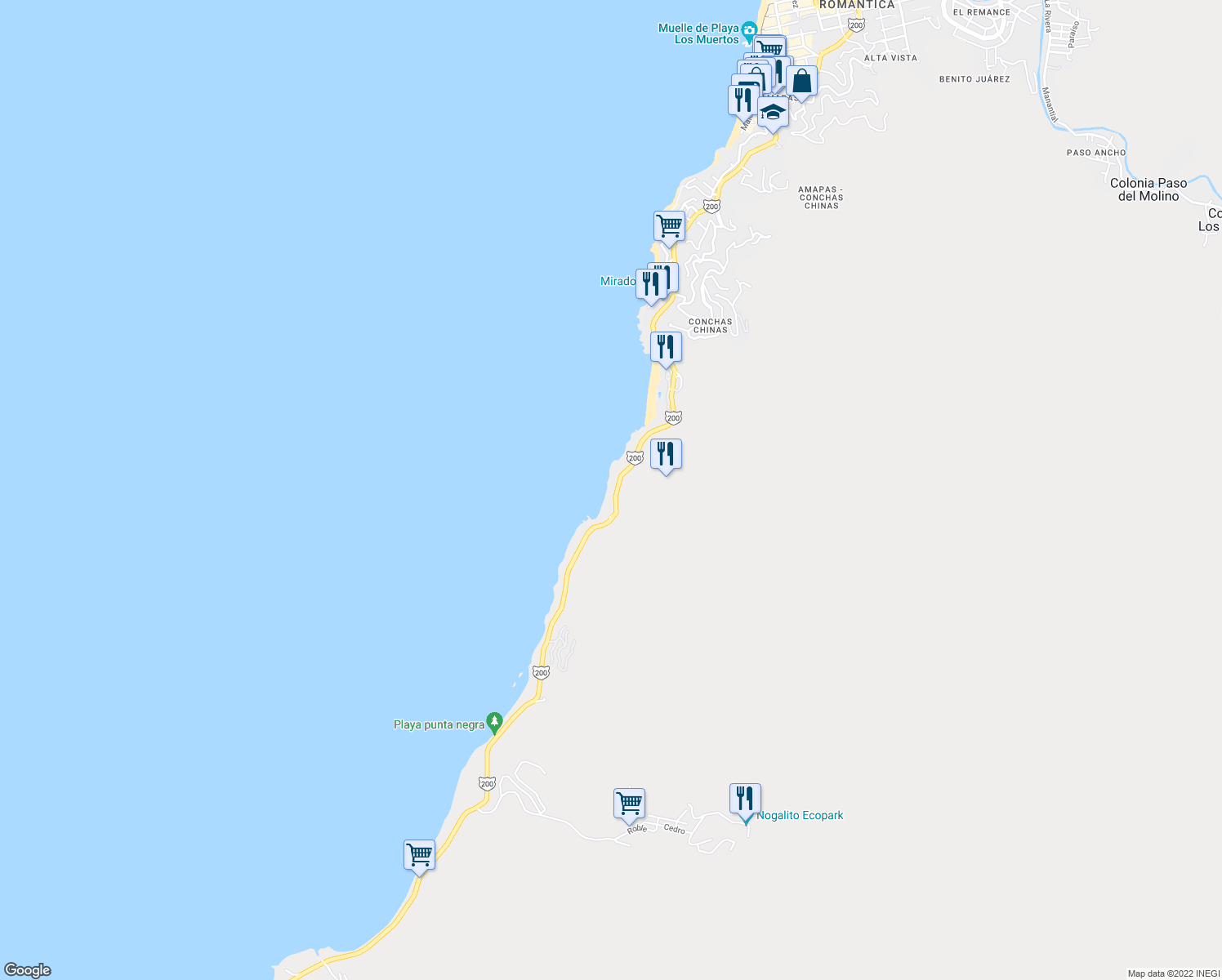 map of restaurants, bars, coffee shops, grocery stores, and more near 1799 Puerto Vallarta - Cihuatlán in Puerto Vallarta