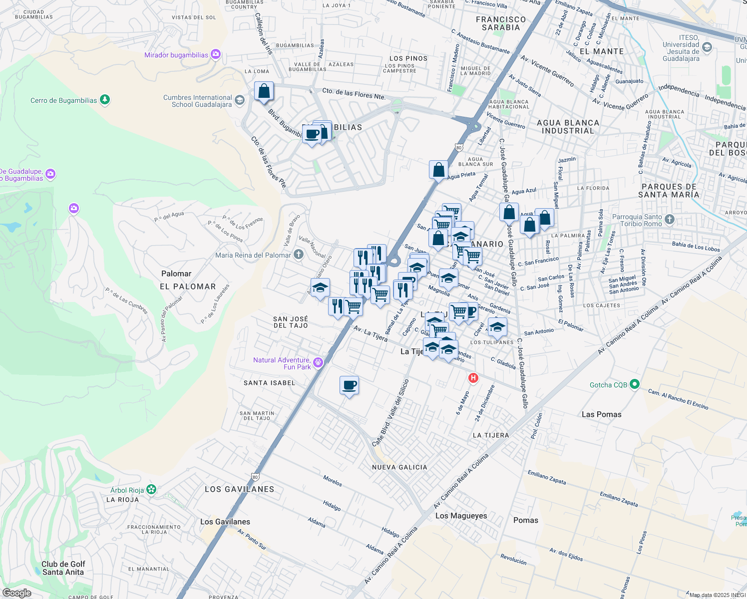 map of restaurants, bars, coffee shops, grocery stores, and more near in 