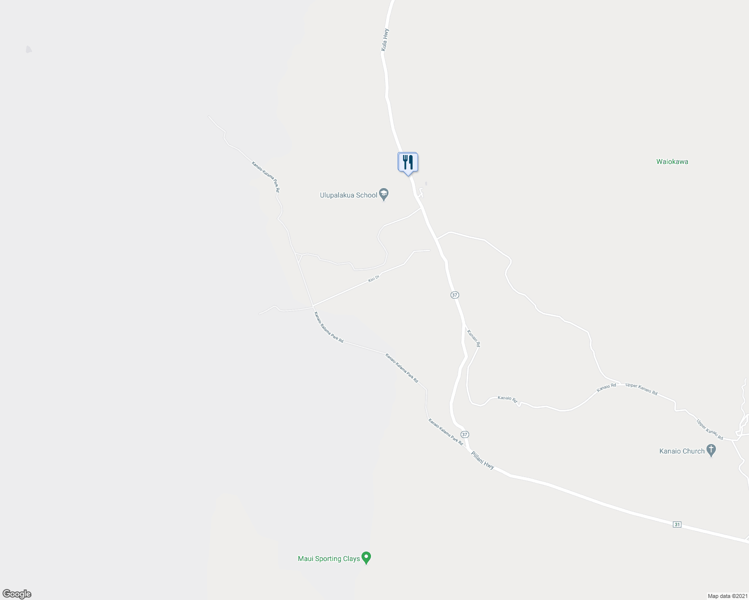 map of restaurants, bars, coffee shops, grocery stores, and more near 515 Kini Drive in Kula