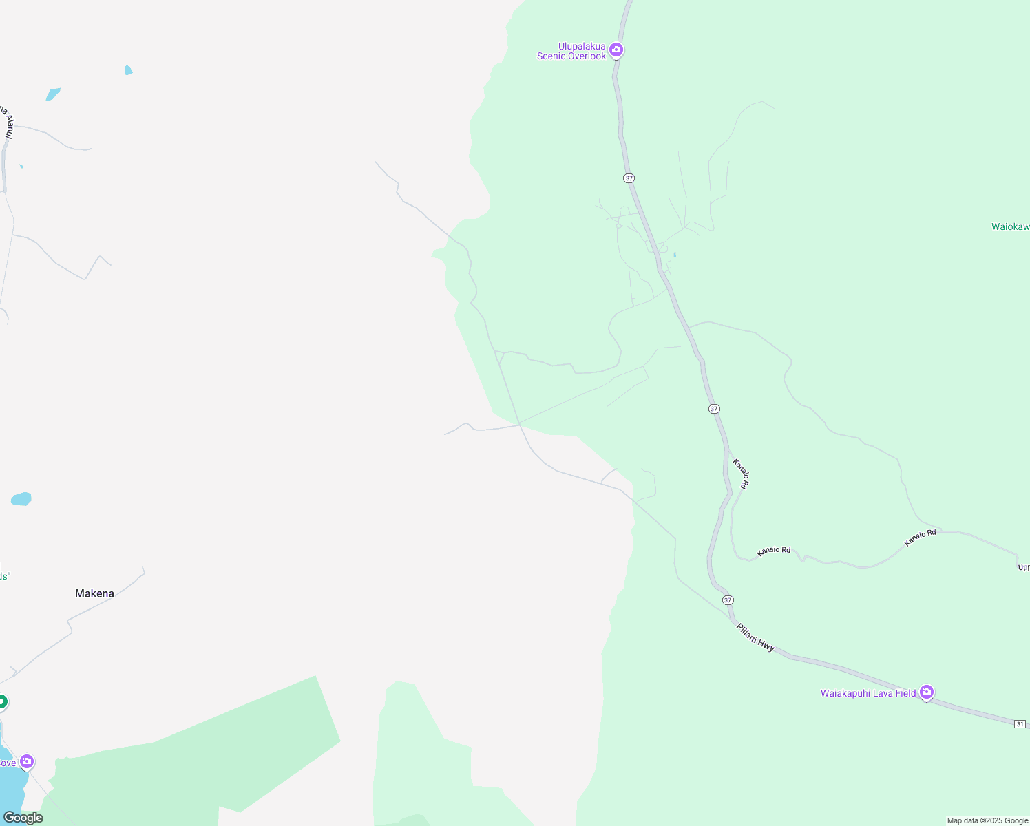 map of restaurants, bars, coffee shops, grocery stores, and more near 1223 Kanaio-Kalama Park Road in Kula