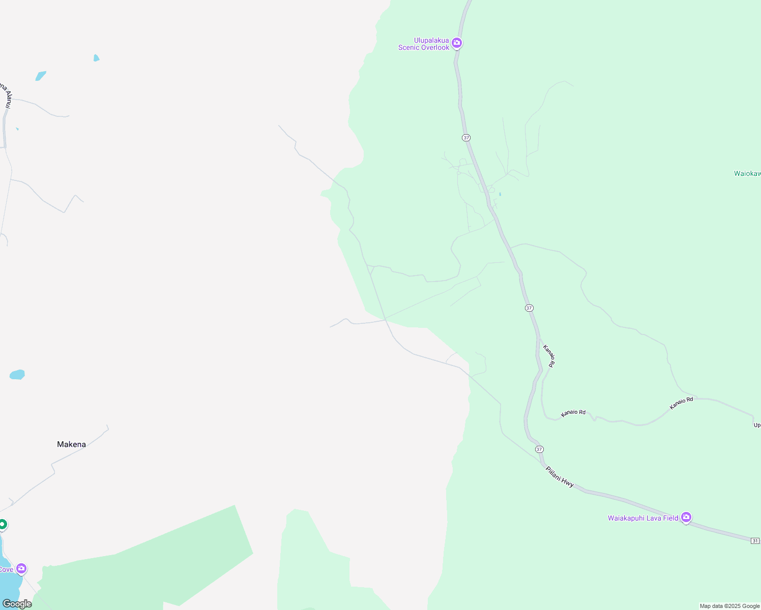 map of restaurants, bars, coffee shops, grocery stores, and more near Kanaio-Kalama Park Road in Maui County