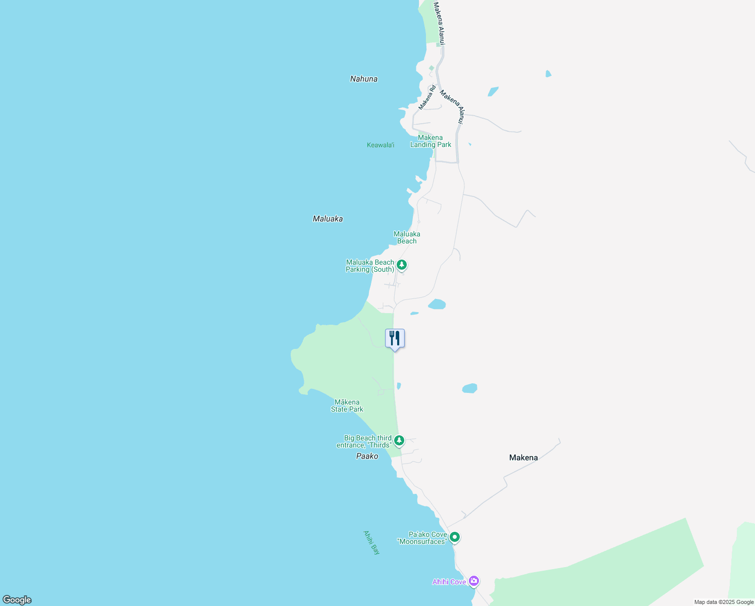 map of restaurants, bars, coffee shops, grocery stores, and more near 5520 Makena Rd in Kihei