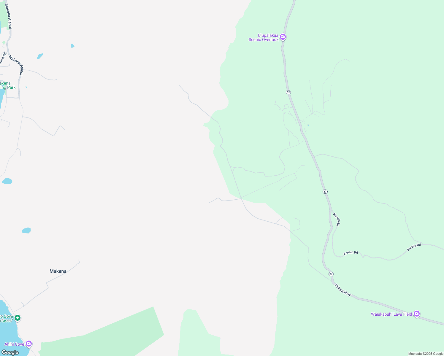 map of restaurants, bars, coffee shops, grocery stores, and more near 1521 Kanaio-Kalama Park Road in Kula