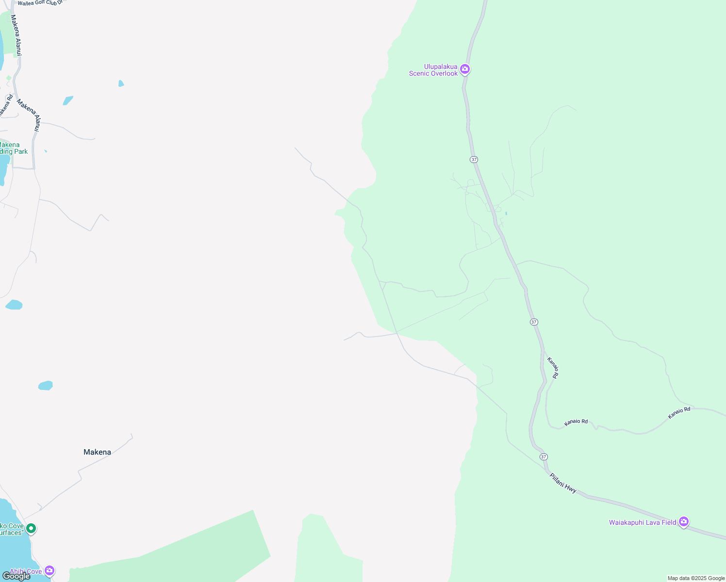 map of restaurants, bars, coffee shops, grocery stores, and more near 1521 Kanaio-Kalama Park Road in Kula