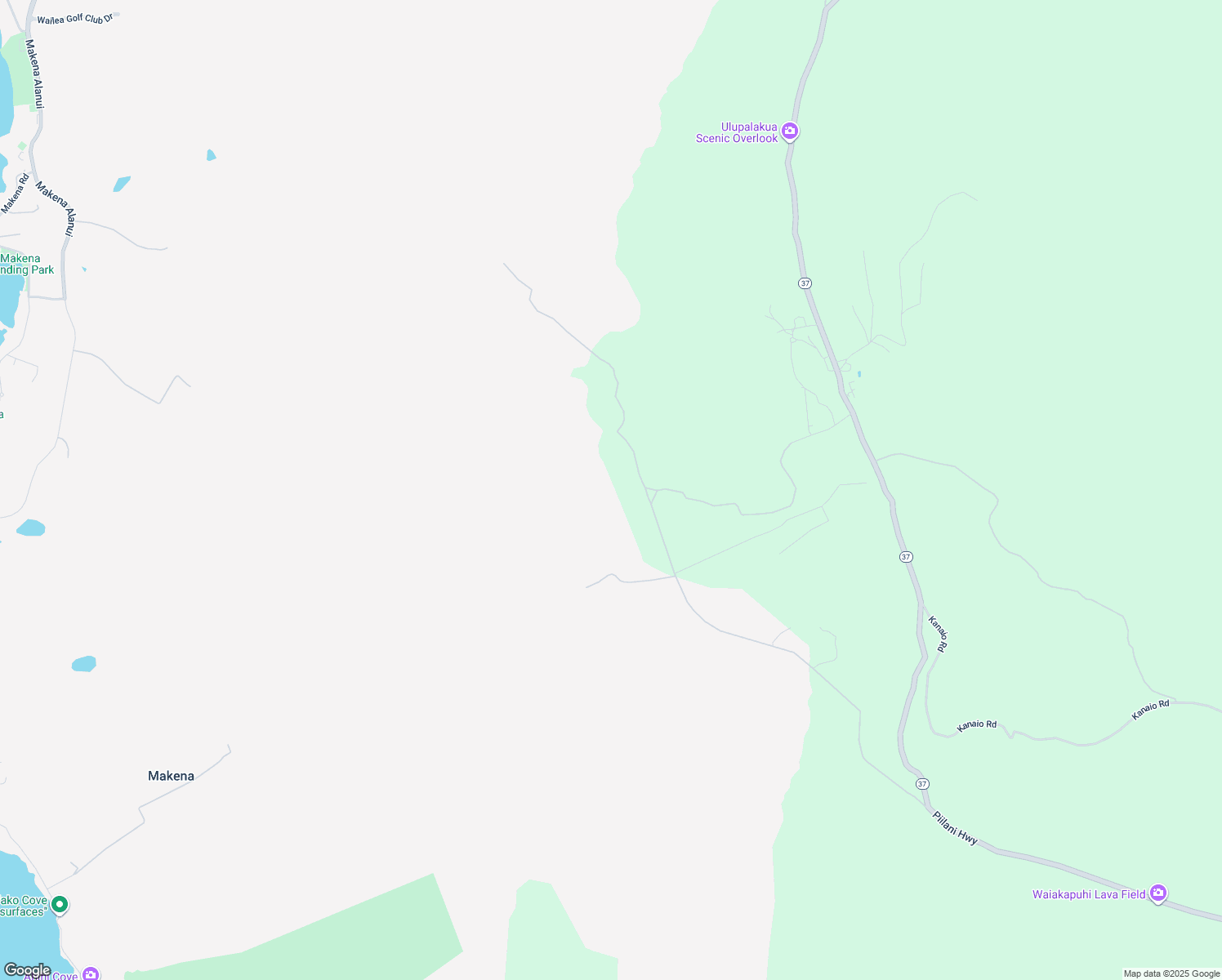 map of restaurants, bars, coffee shops, grocery stores, and more near 1521 Kanaio-Kalama Park Road in Kula