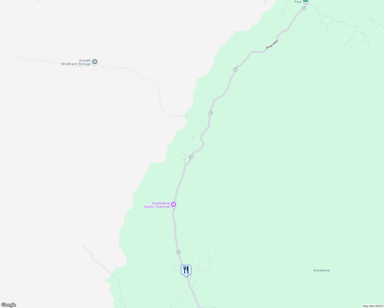 map of restaurants, bars, coffee shops, grocery stores, and more near 13-214 Kula Highway in Kula