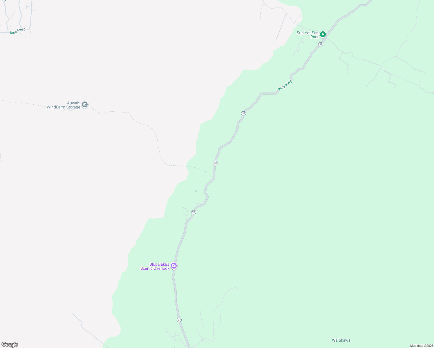 map of restaurants, bars, coffee shops, grocery stores, and more near 9900 Kula Highway in Kula