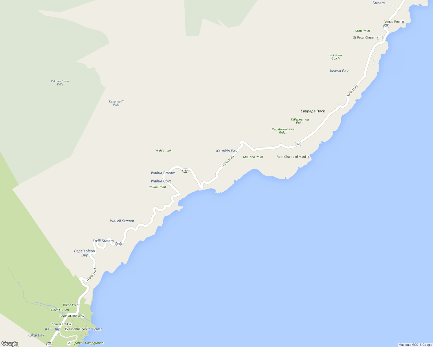 map of restaurants, bars, coffee shops, grocery stores, and more near 45575 Hana Highway in Hāna