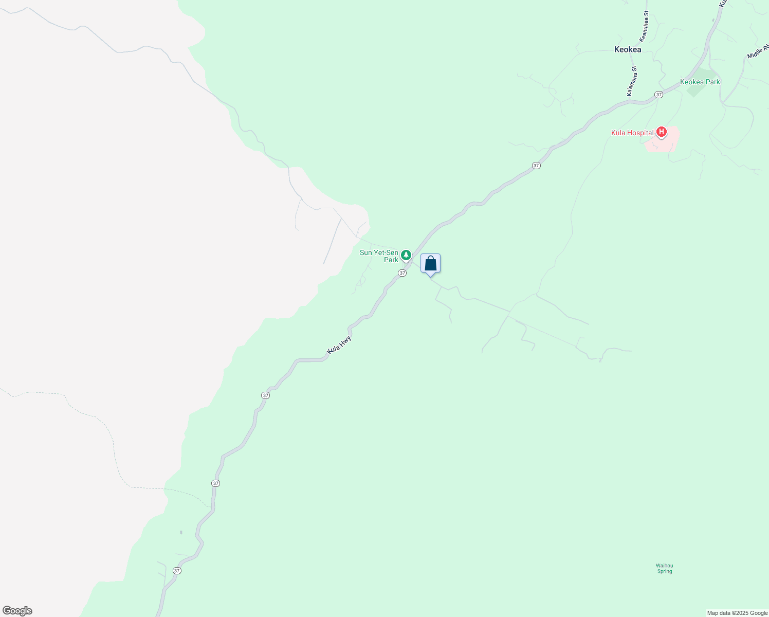 map of restaurants, bars, coffee shops, grocery stores, and more near 0 Kula Highway in Kula