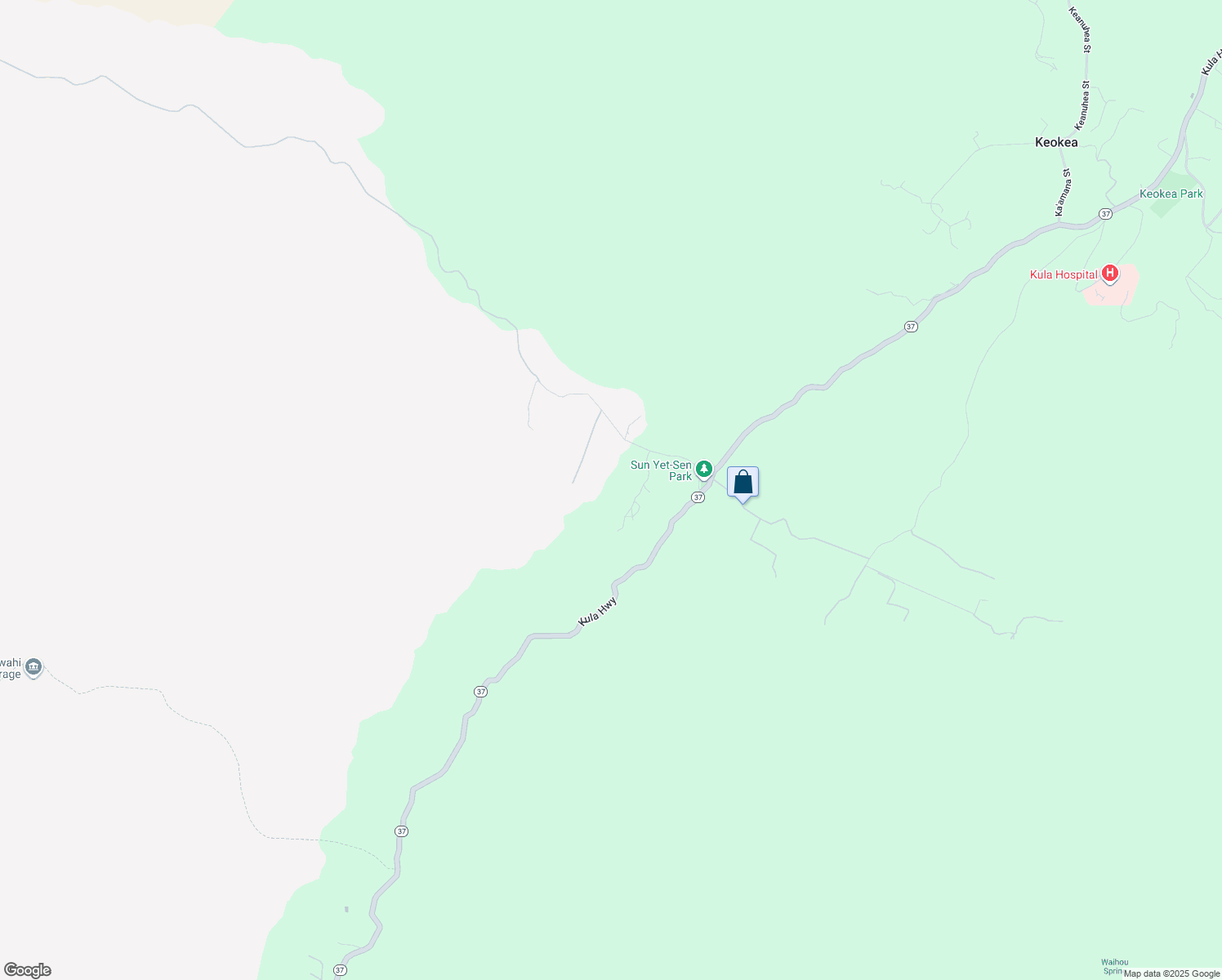 map of restaurants, bars, coffee shops, grocery stores, and more near 275 Kealakapu Road in Kula