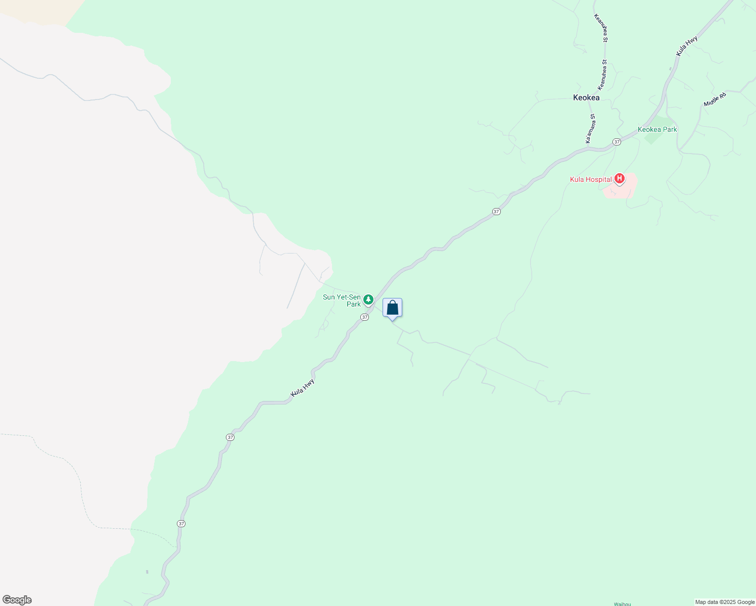 map of restaurants, bars, coffee shops, grocery stores, and more near 10-877 Kula Highway in Kula