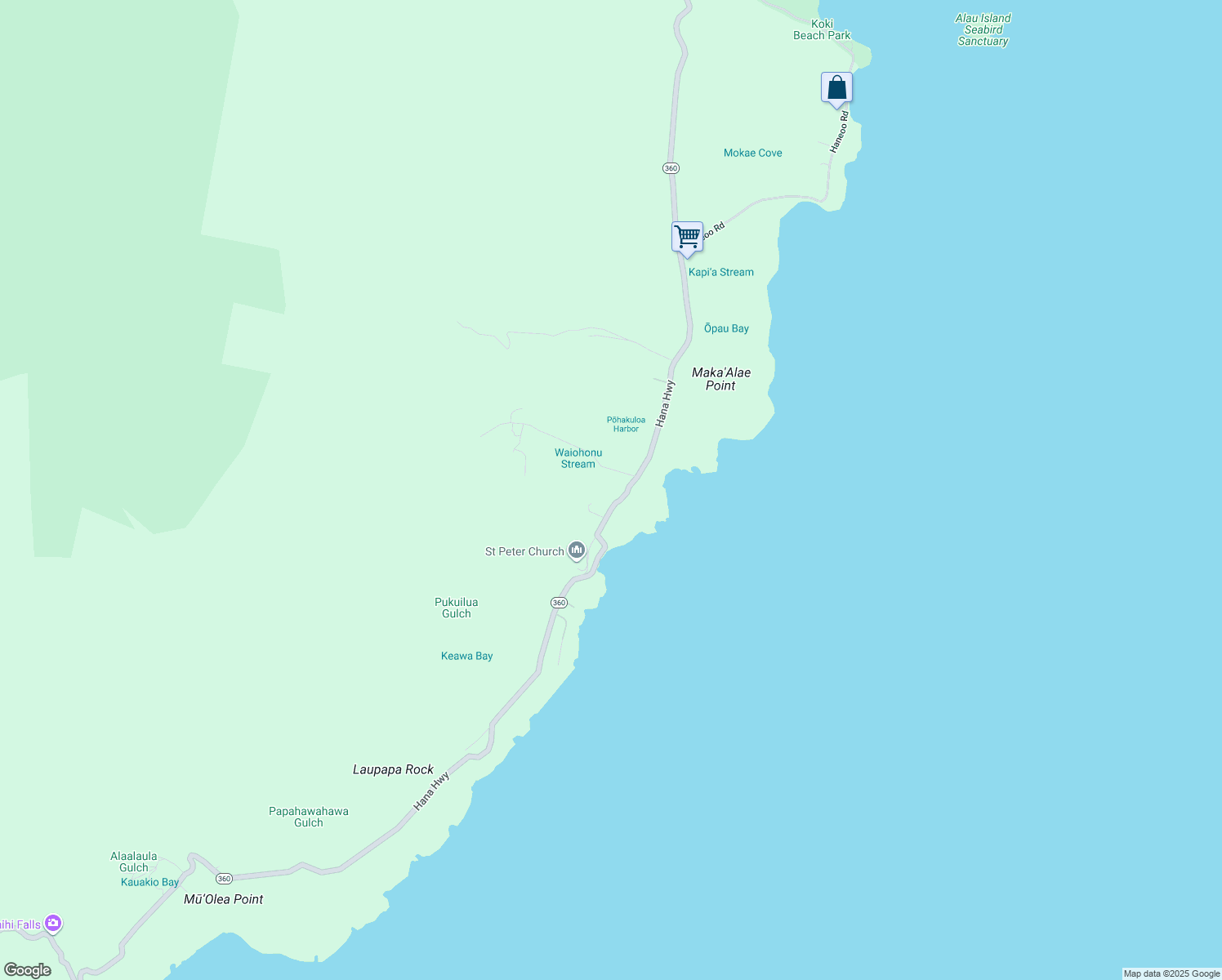 map of restaurants, bars, coffee shops, grocery stores, and more near 6900 Hana Highway in Maui County