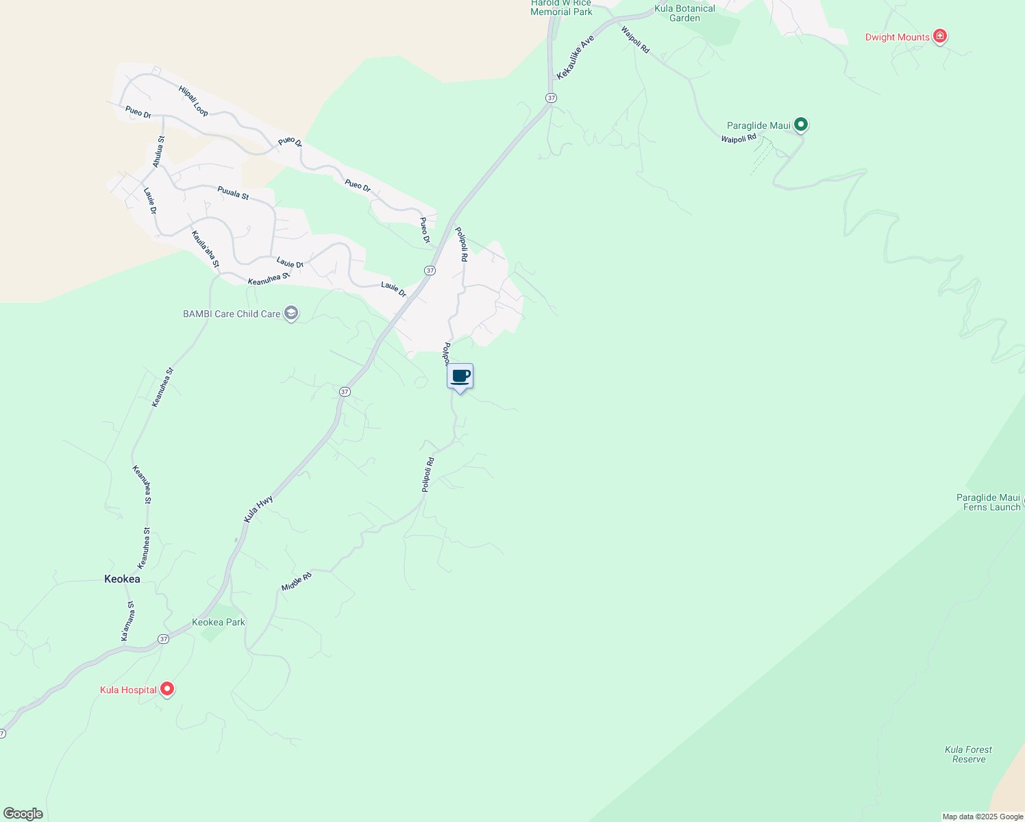 map of restaurants, bars, coffee shops, grocery stores, and more near 180 Pilikino Place in Kula