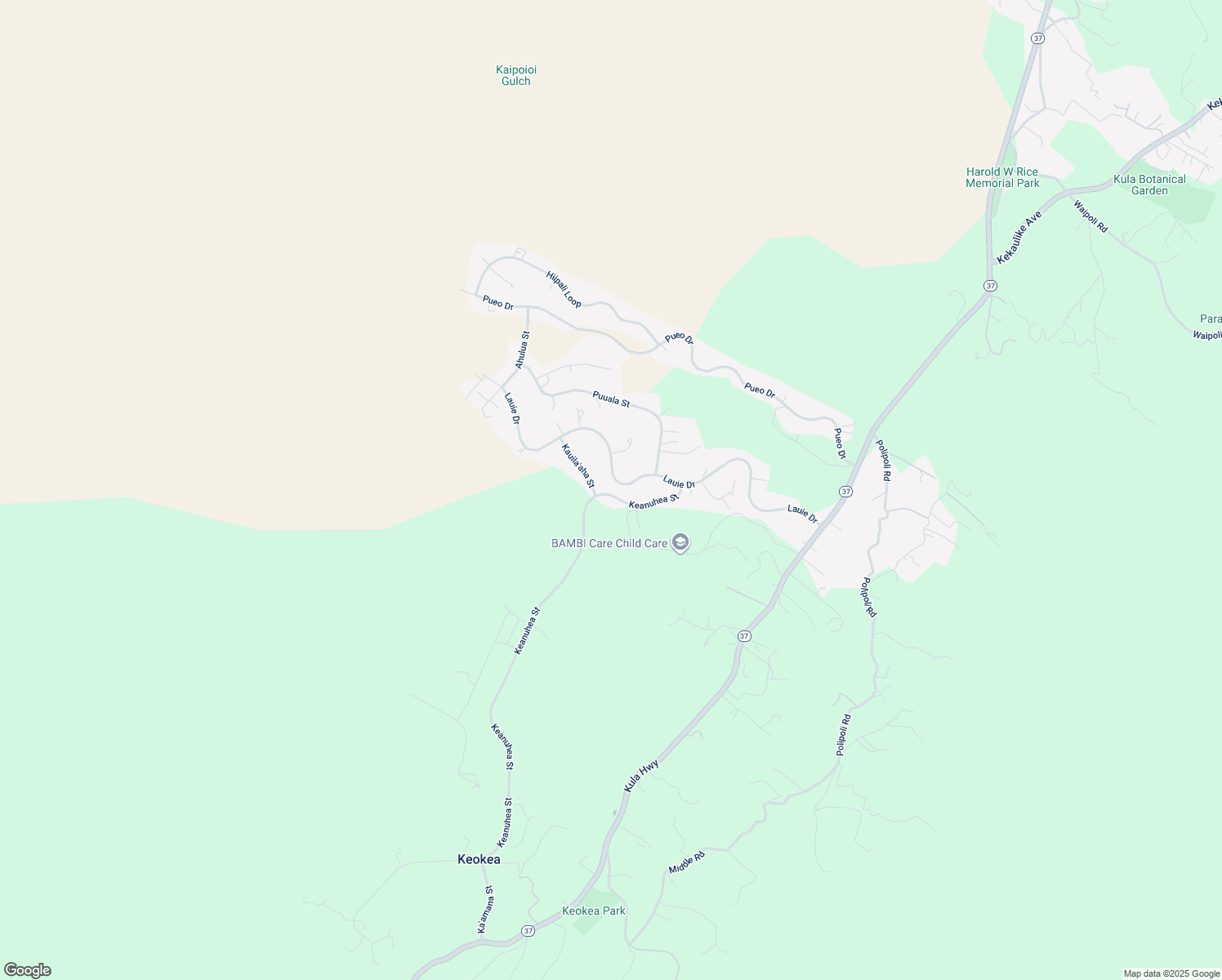 map of restaurants, bars, coffee shops, grocery stores, and more near 146 Keanuhea Street in Kula